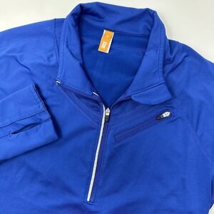 Lucy Activewear‎ M Blue 1/4 Zip Long Sleeve Seamless Compression Running Shirt